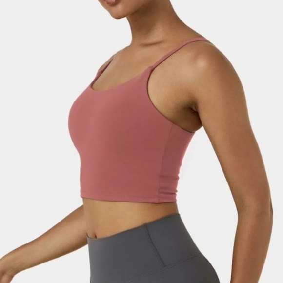 Halara Basic Padded Workout Cropped Tank Top Dusty Rose S - Picture 3 of 9